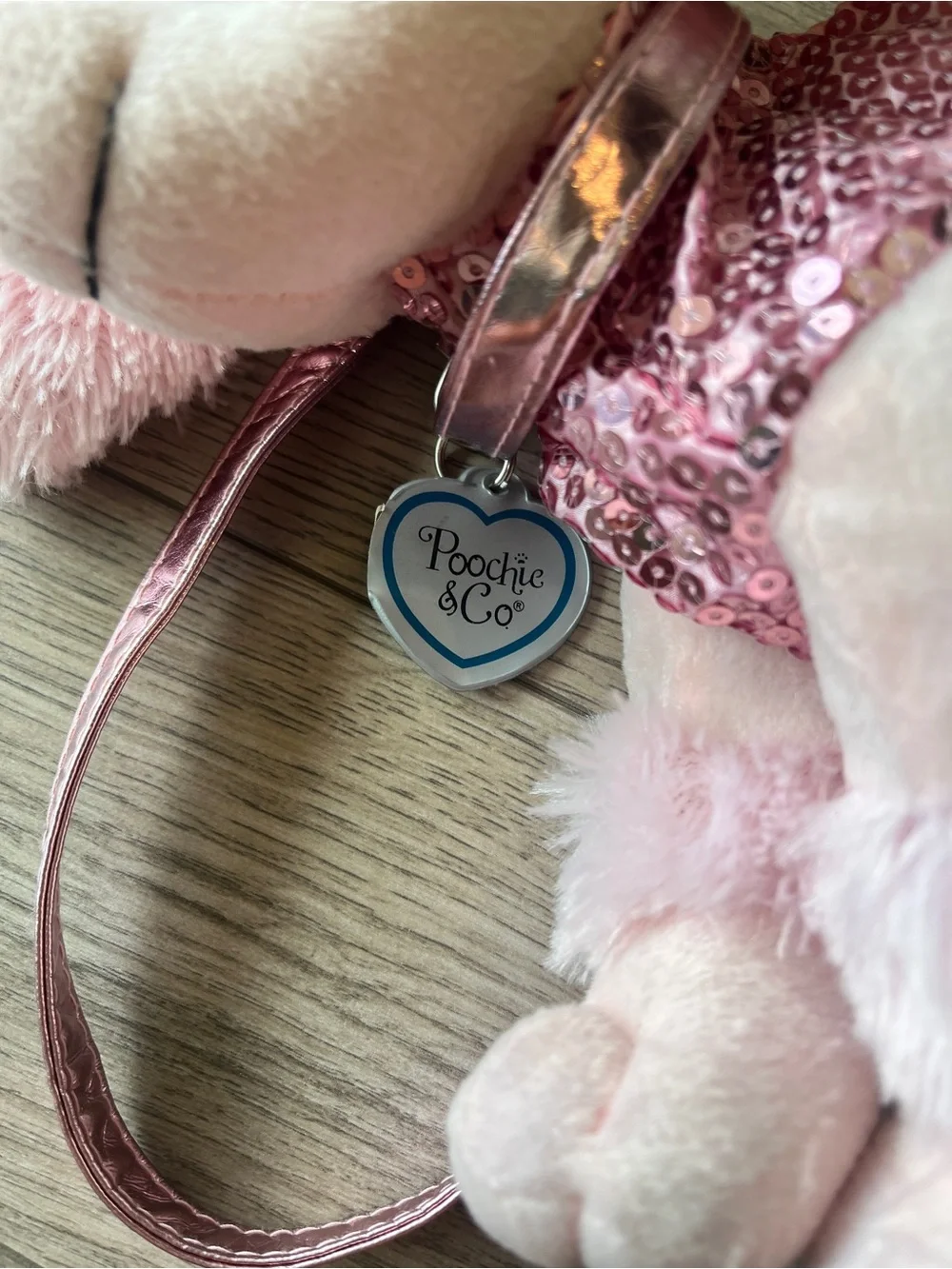 Poochie & Co. Bubblegum Pink Plush Poodle Purse with Sequins. Zips open EC